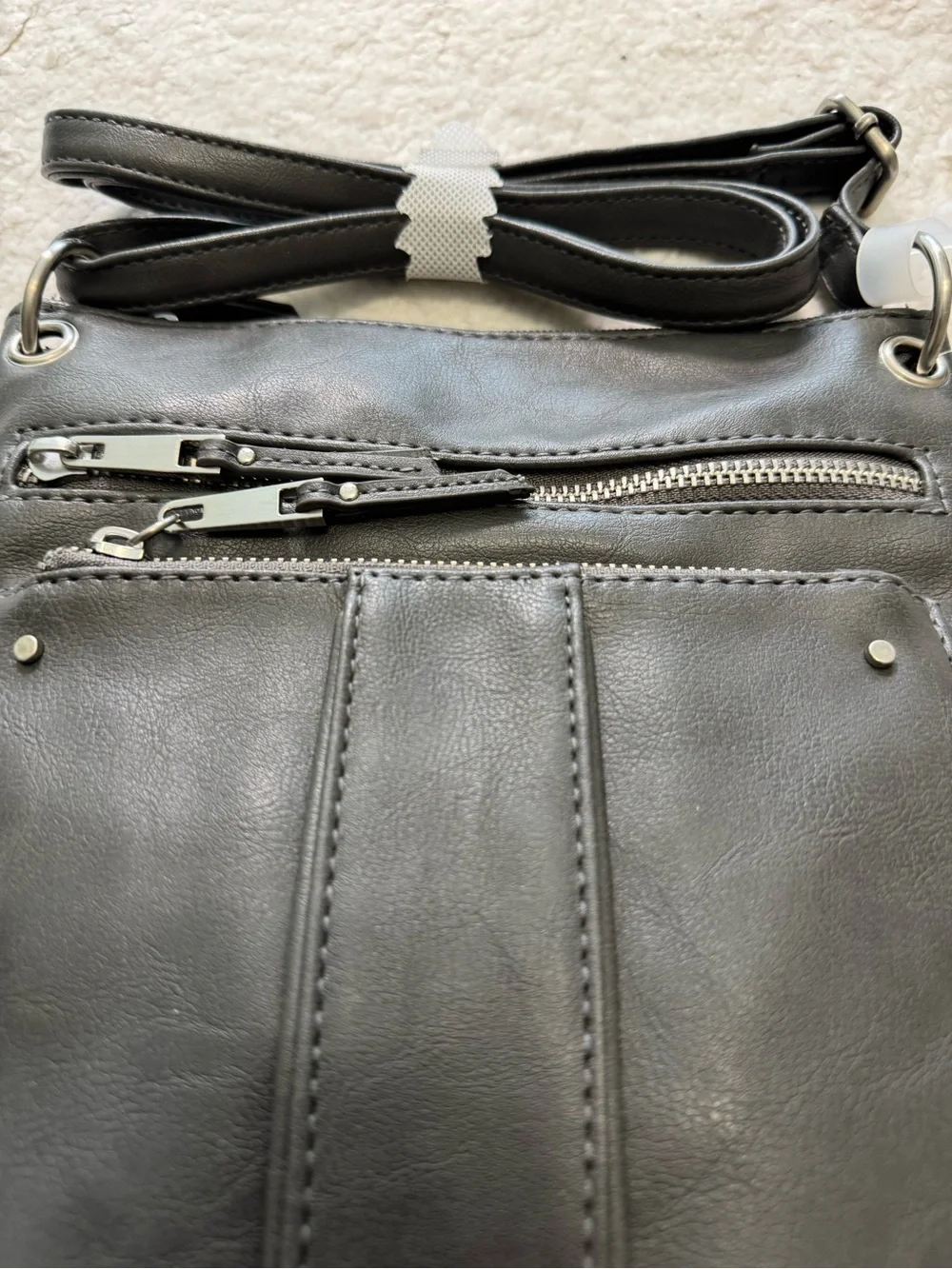 Time and Tru Black Slim Crossbody with Front Zip and Pockets